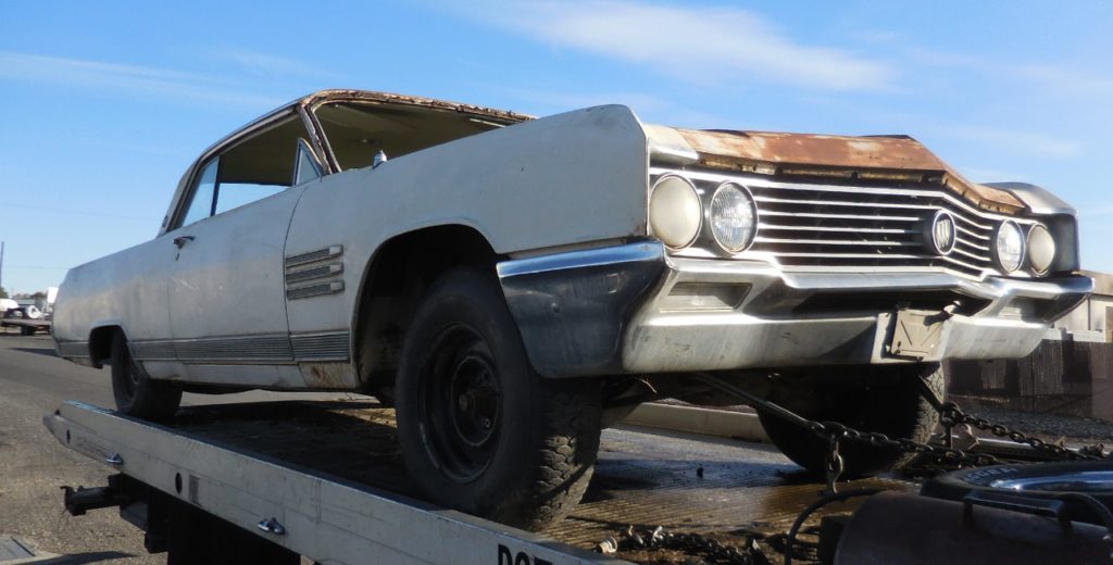 1964 Buick Wildcat 2 dr hardtop,  no engine or trans, windshield or door glass. Otherwise nice body, nearly rust free, nice chrome and diecast.  Parts Car. n-466