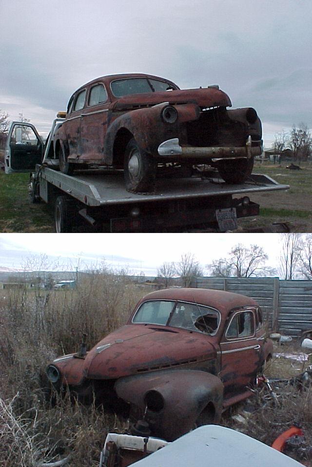 1941  Chevrolet Special Deluxe 4 dr. Sedan, missing engine, grille, trim parts, it'a rough but it's cool and has a title.  $1,500  n-250
