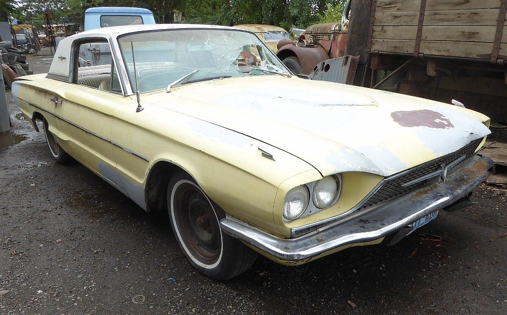 1966 Thunderbird, V-8 engine runs, has auto trans, buckets, console, A/C, skirts and original hubcaps are in the trunk  . Nice interior, but several broken windows. $1,850  n-510 Sorry, this one is sold!